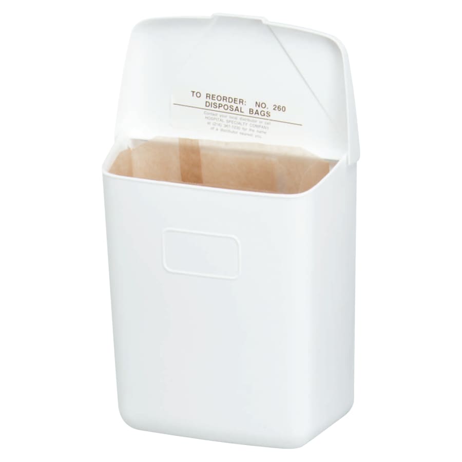 Hospeco Wall Mount Sanitary Napkin Receptacle-ABS, Plastic, 1gal, White (HOS250201W)