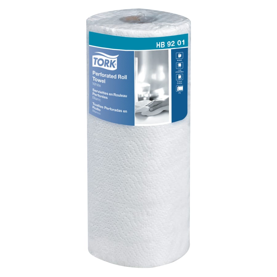 Tork Handi-Size Perforated Roll Towel, 2-Ply, 11"W x 6 3/4"L, 120/Roll, White (TRKHB9201)