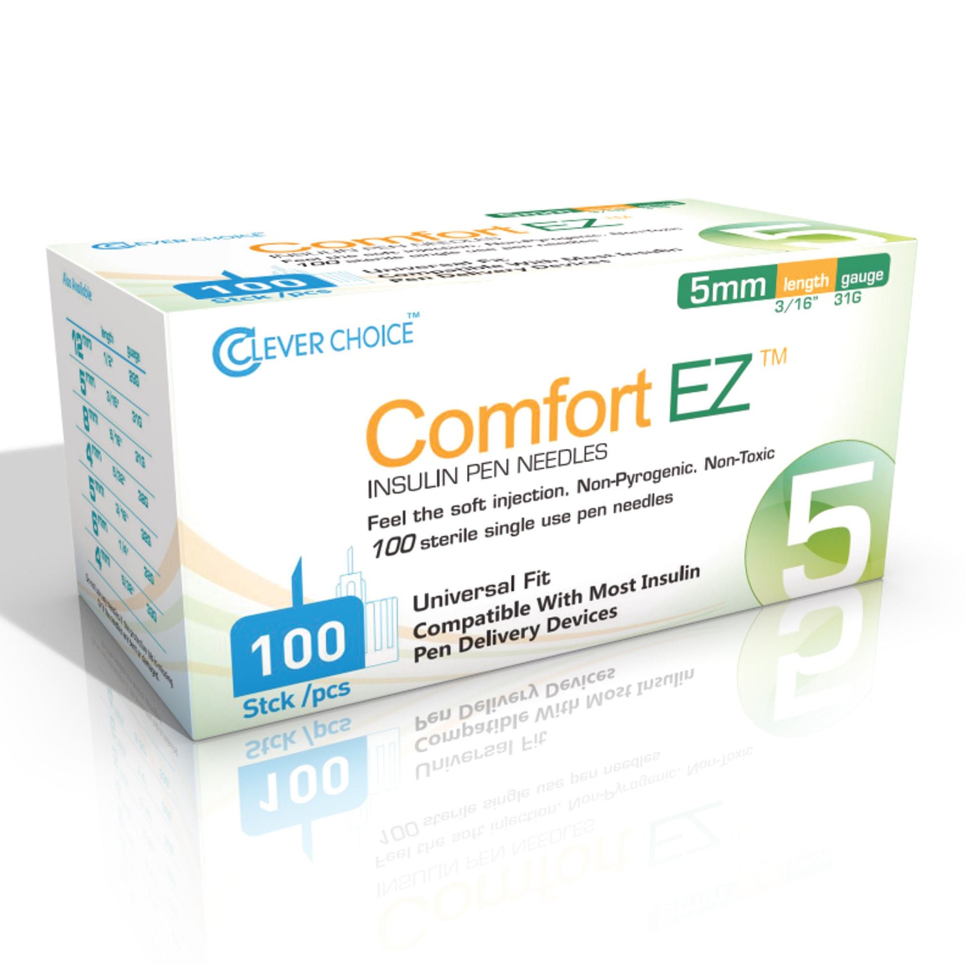 Comfort EZ Standard Insulin Pen Needle 5 mm Length NonSafety
