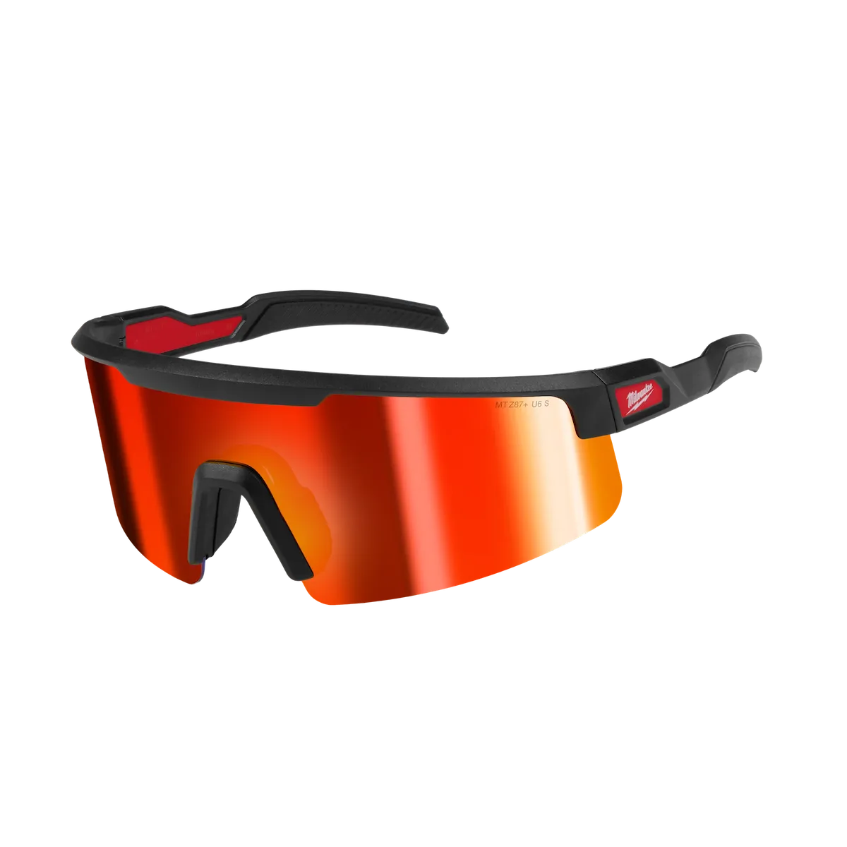 Milwaukee Wrap Around Safety Glasses - Red Mirrored Anti-Scratch Lenses 48-73-2500