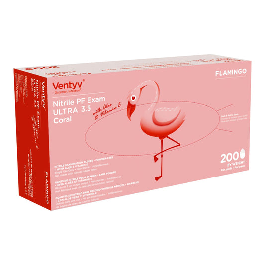 Ventyv® Ultra 3.5 CORAL (FLAMINGO) Nitrile Exam Gloves, Coral