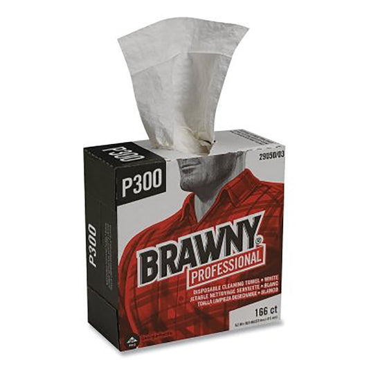 Brawny Industrial™ Medium-Duty Wiper, White, 9.2 in x 16.5 in, 166 Sheets, Box, 1/4 Fold, 4-Ply (290503)