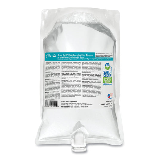 Betco Green Earth® Clear Foaming Skin Cleanser, 1000 mL, Bag (7152900)