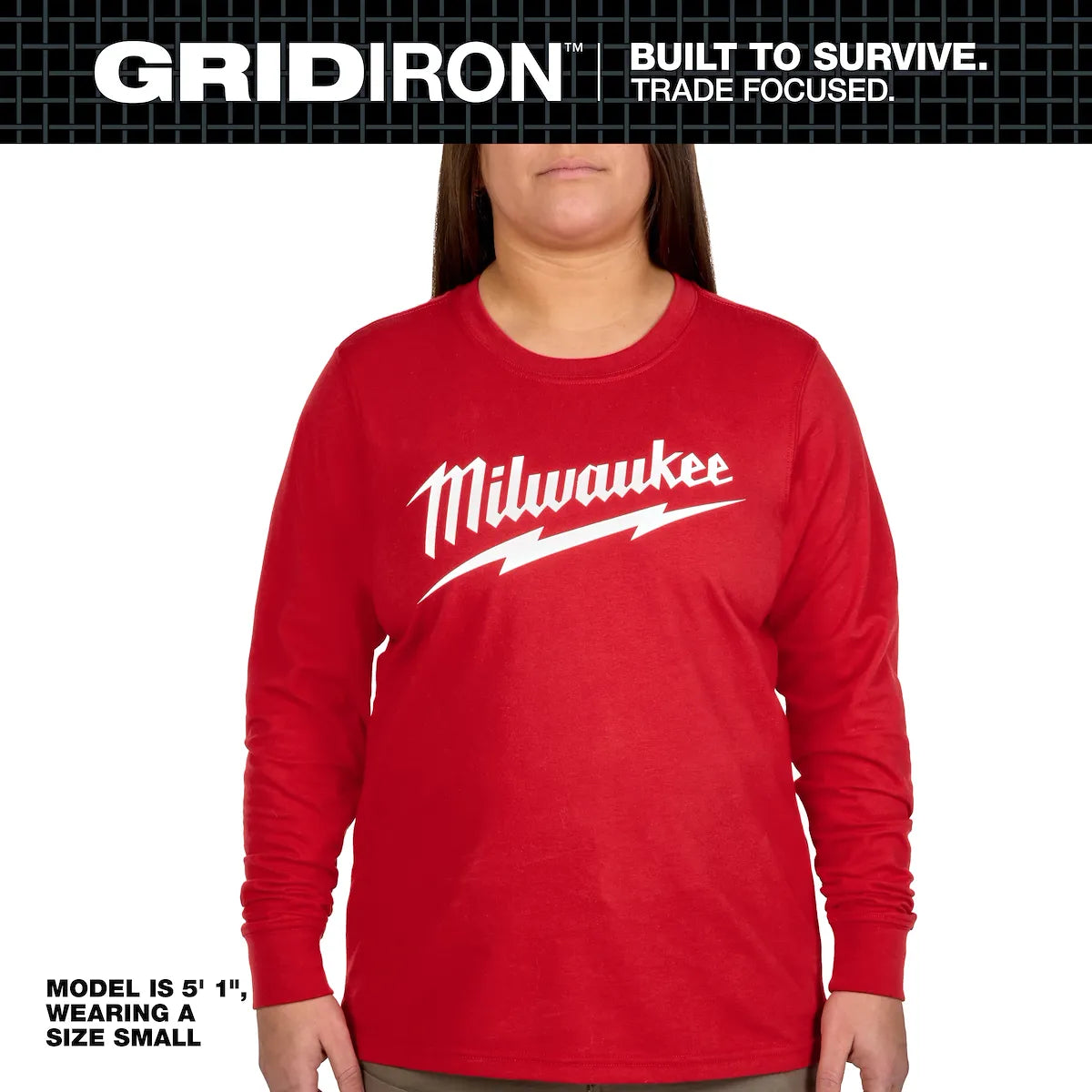 Milwaukee Women's GRIDIRON Logo Tee - Long Sleeve Red L F553R