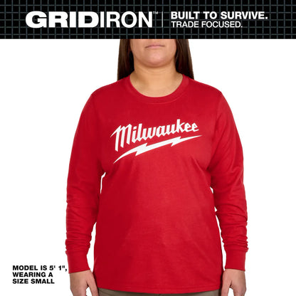 Milwaukee Women's GRIDIRON Logo Tee - Long Sleeve Red L F553R