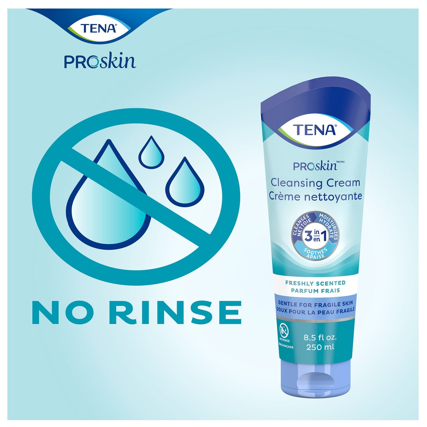 Tena® Body Wash Cleansing Cream, Alcohol-Free, White, 3-in-1 Formula
