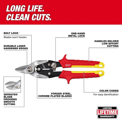 Milwaukee Bulldog Aviation Snips 48-22-4569 | 0.94 in Blade Length, Forged Steel
