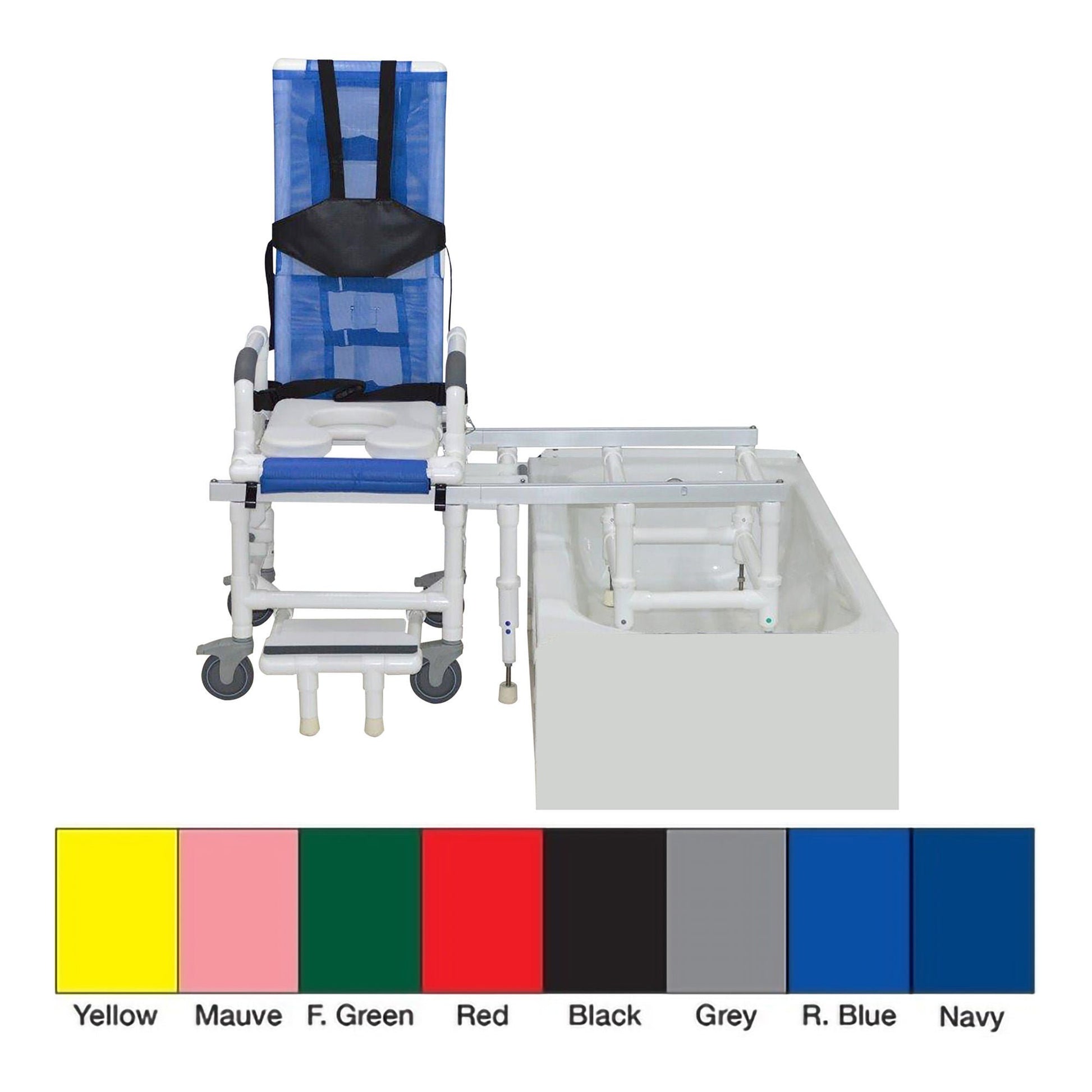 100 Series Bath Bench Drop Arms Plastic Frame With Backrest 23 Inch Seat Width 300 lbs. Weight Capacity
