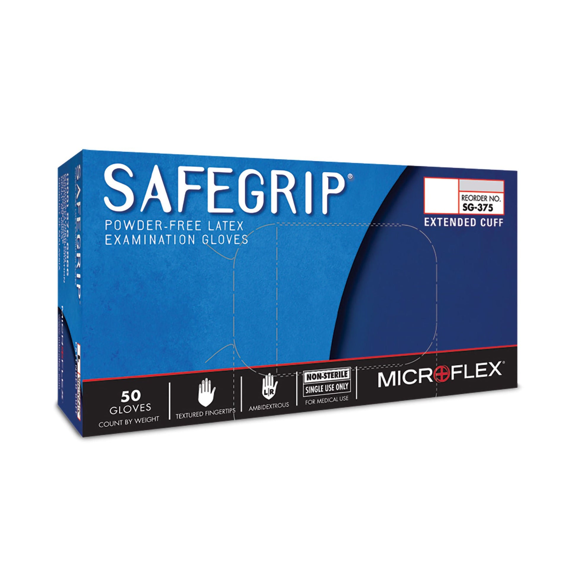 SafeGrip® Latex Exam Gloves, Blue - view 2