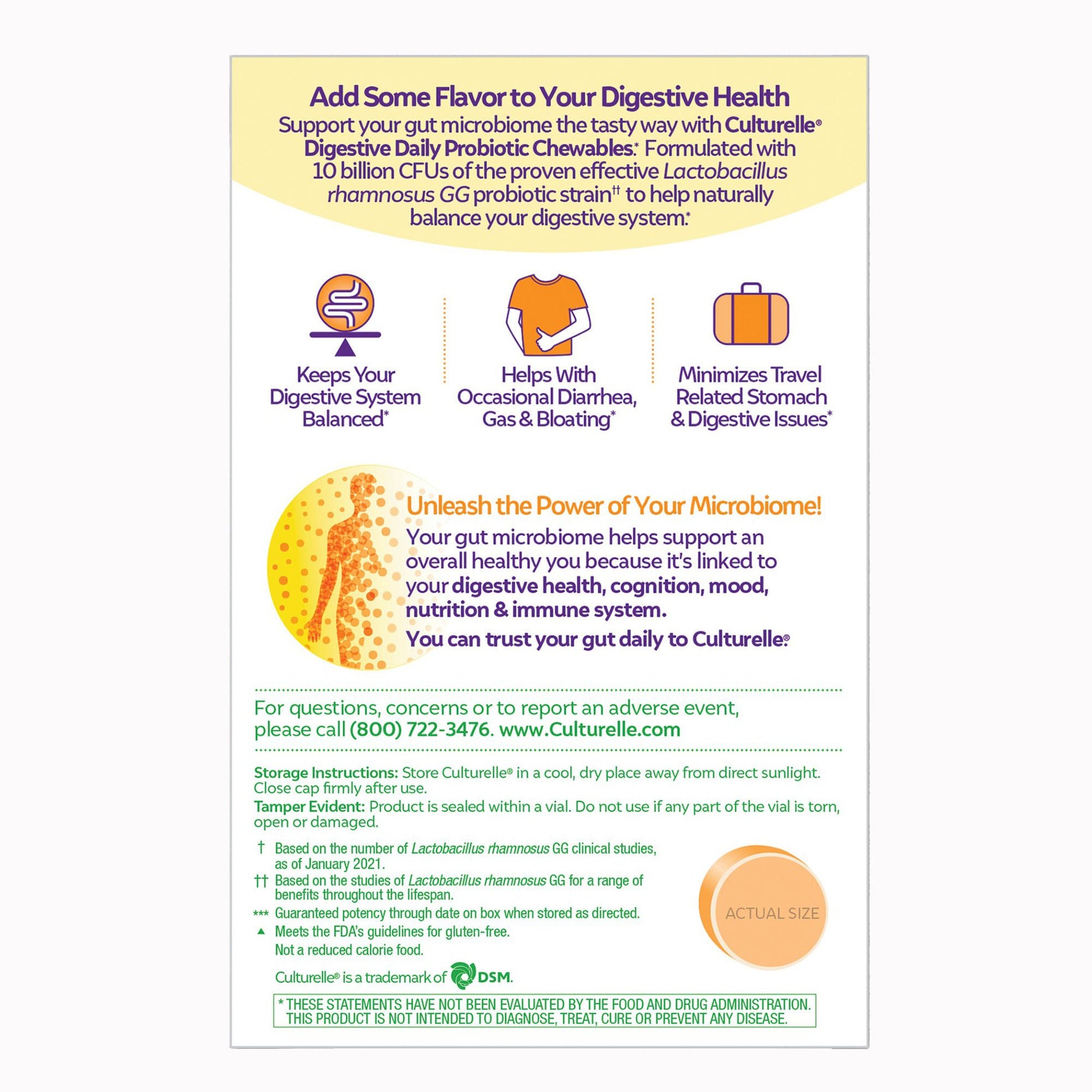 Culturelle® Digestive Daily Probiotic Chewables Tablets Fresh Orange