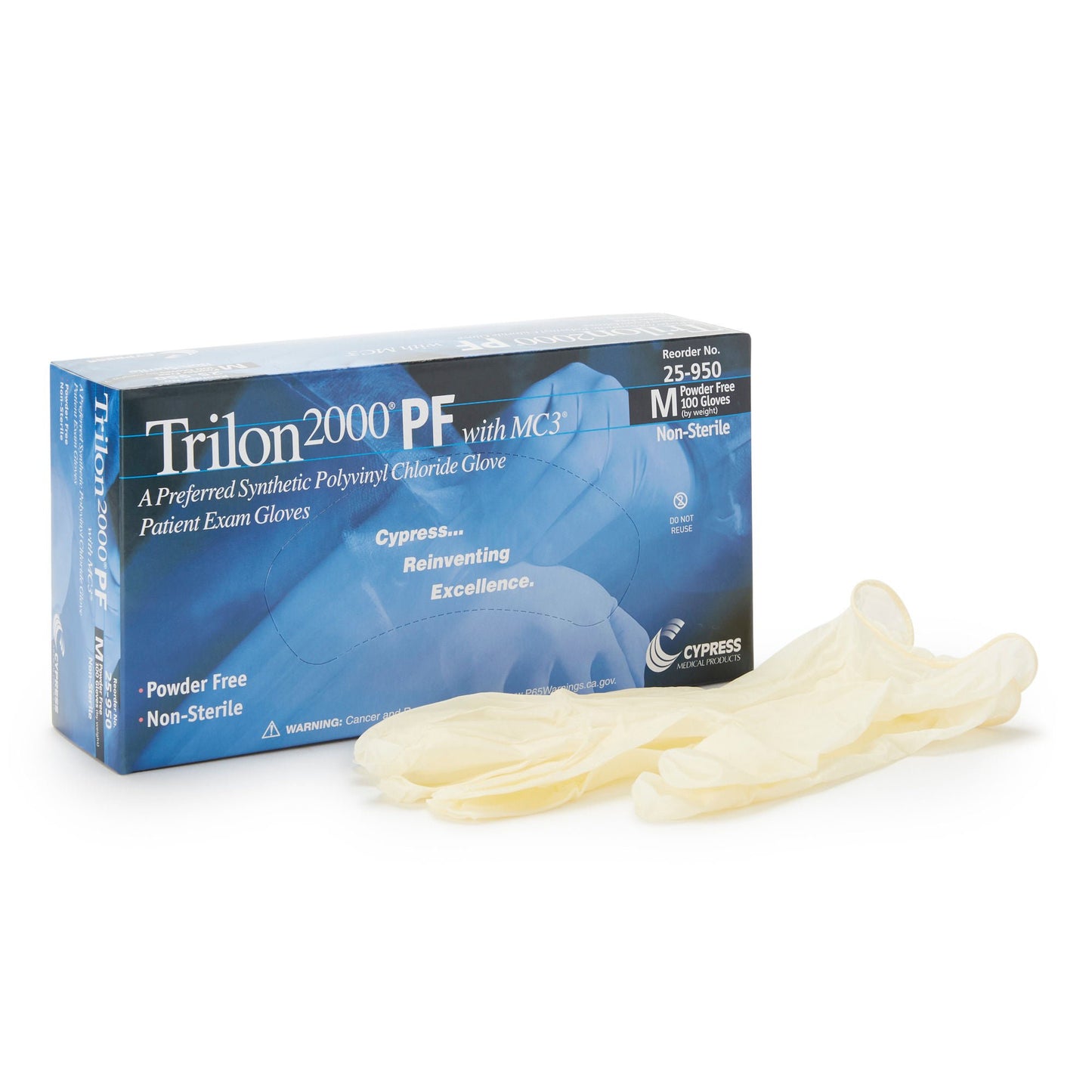 Trilon 2000® PF with MC3® Stretch Vinyl Exam Gloves, Ivory - view 5