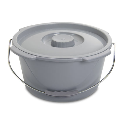 McKesson Commode Bucket With Metal Handle And Cover, Gray