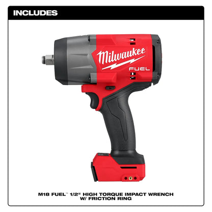 Milwaukee M18 FUEL 1/2" High Torque Impact Wrench with Friction Ring 2967-20 | M18 Battery, POWERSTATE Brushless