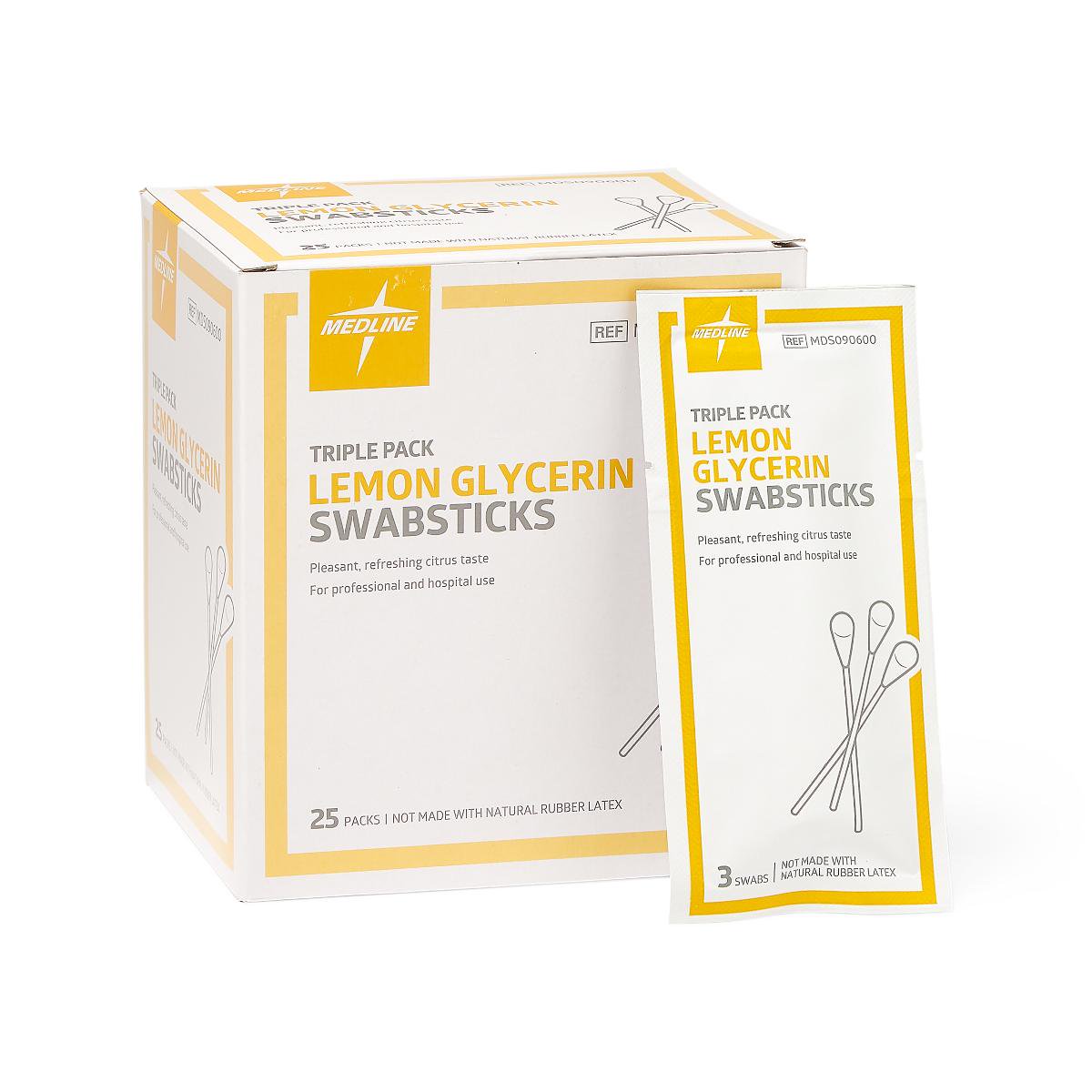 Medline Lemon Glycerin Swabstick Rayon Tip