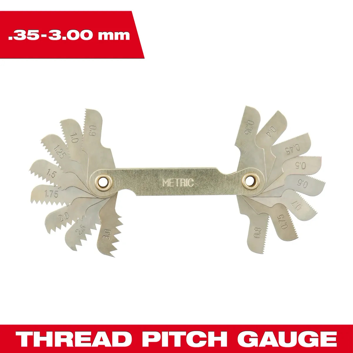 Milwaukee 0.35-3.00 mm Metric Thread Pitch Gauge 49-57-5012 | Metal