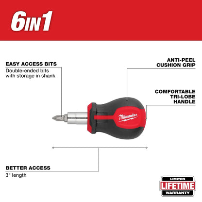 Milwaukee 2pc 11-in-1 Multi-Bit Screwdriver and 6-IN-1 Stubby Multi-Bit Screwdriver Set 48-22-2763