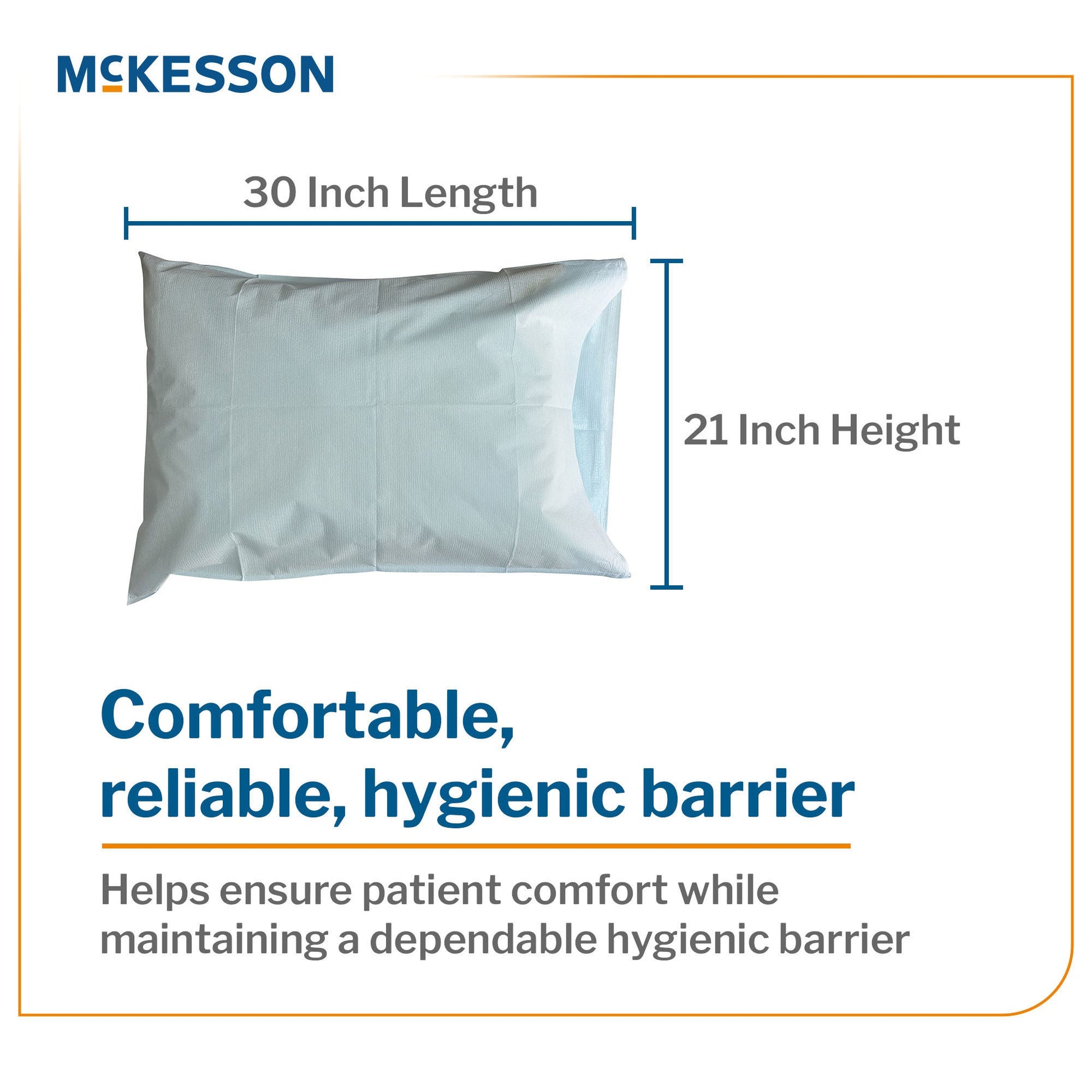 McKesson Pillowcase, Disposable, Standard, Blue, Tissue/Poly