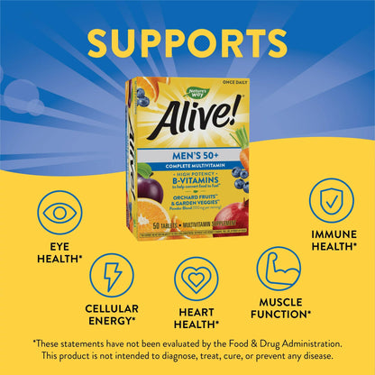 Nature's Way Alive!® Men's 50+ Multi-Vitamin Multi-Mineral Tablets