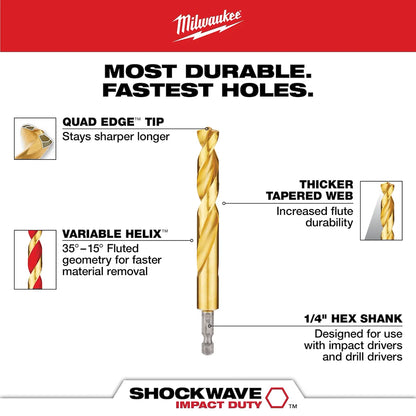 Milwaukee 29PC SHOCKWAVE Impact Duty RED HELIX Titanium Drill Bit Set 48-89-4672 | 29-Piece, Steel