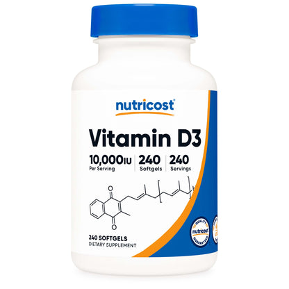 nutricost Dietary Supplement Vitamin D3 10,000 IU Strength Softgel