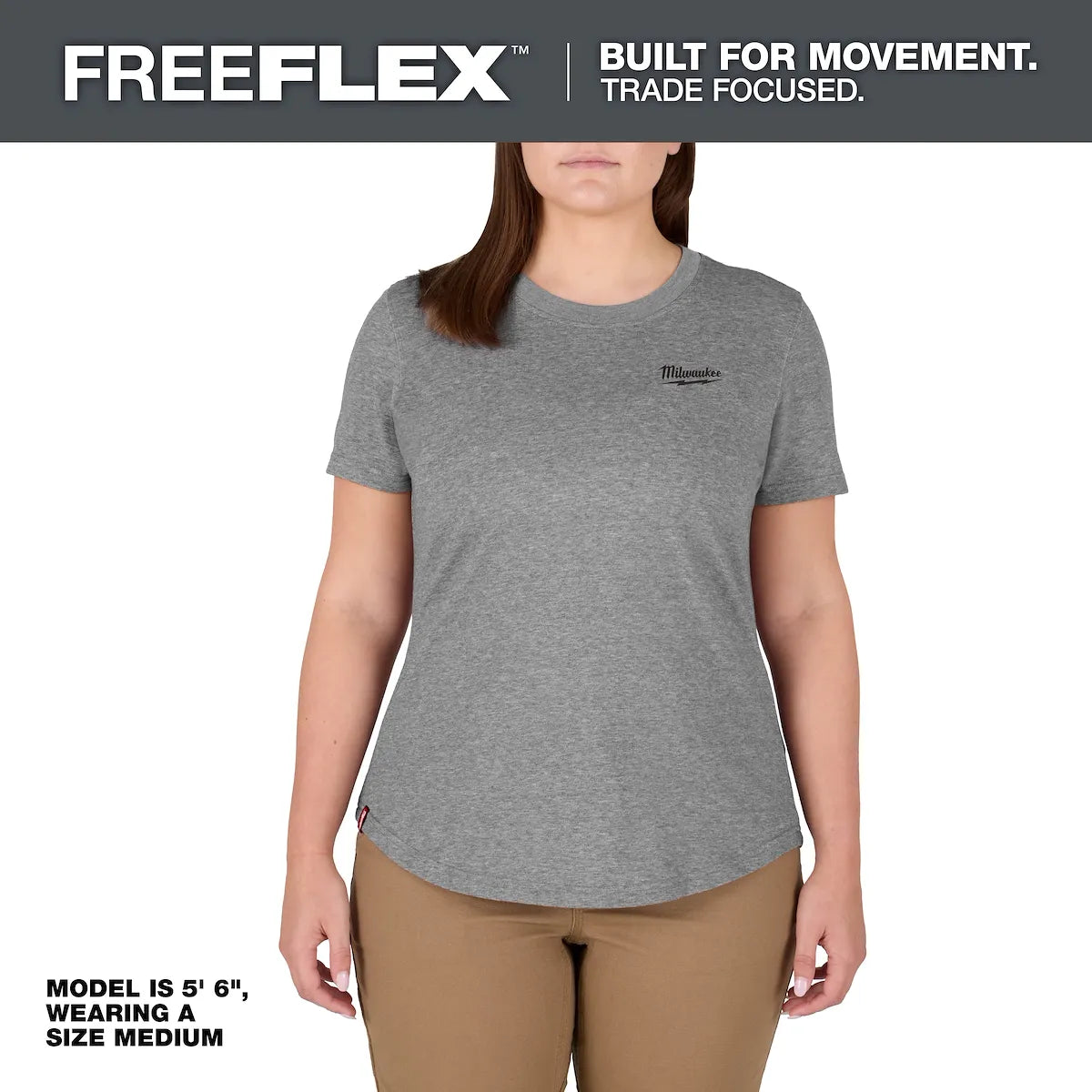 Milwaukee Women's FREEFLEX Hybrid Tee - Short Sleeve Gray 2X F452G-2X