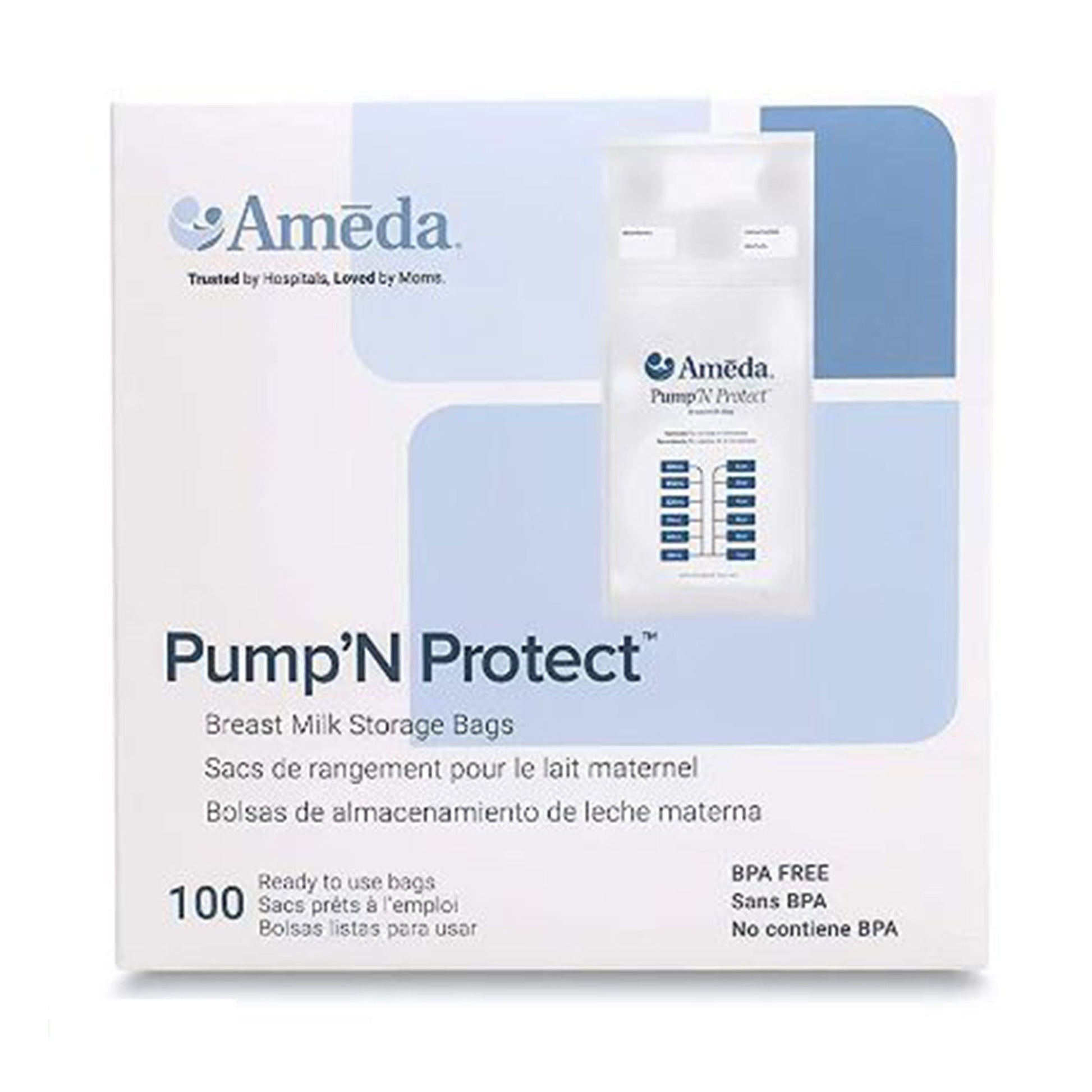 Ameda Pump 'N Protect Breast Milk Storage Bag Plastic Clear