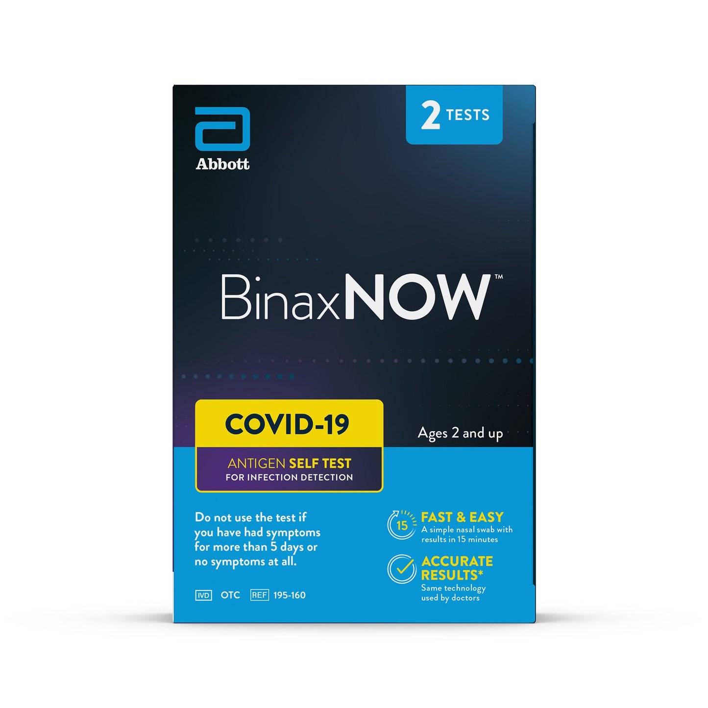 BinaxNOW Respiratory Test Kit COVID-19 Antigen Self Test 2 Test per Kit