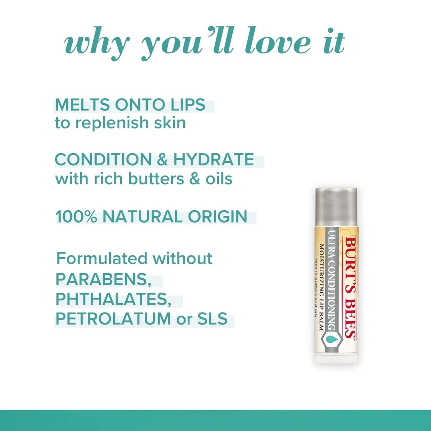 Burt's Bees Ultra Conditioning Lip Balm Balm Tube Kokum Butter Flavor