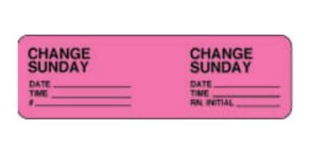 pdc Pre-Printed Label Anesthesia Label Pink Permanent Paper Change Sunday Date_Time_Int_ Black Syringe Label