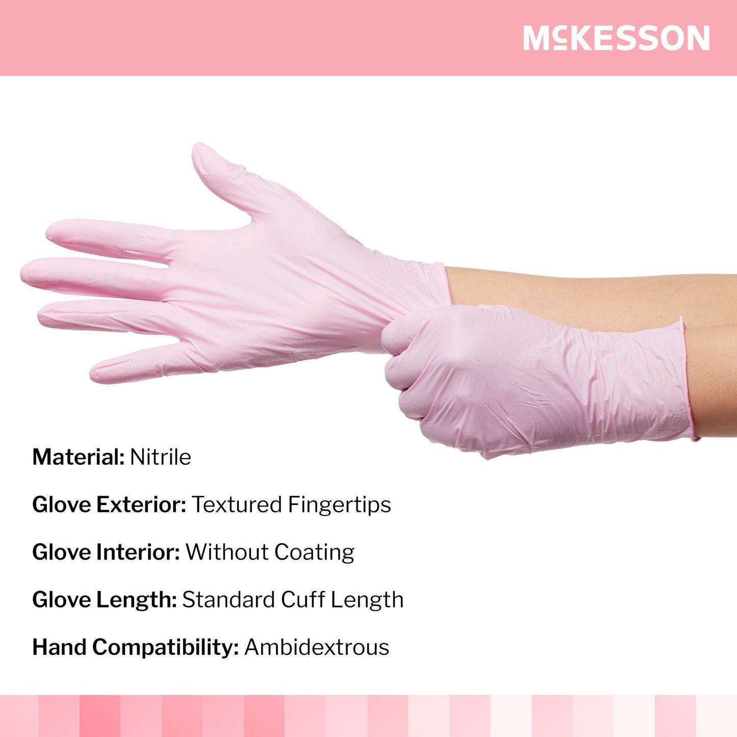 McKesson Pink Nitrile® Nitrile Exam Gloves, Pink - view 3
