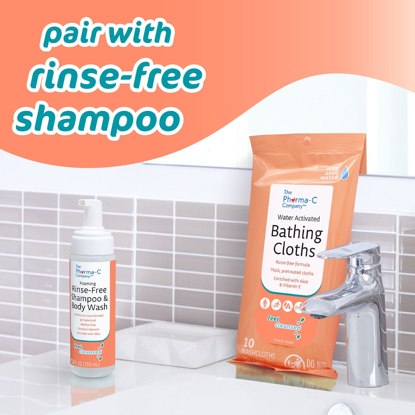 The Pharma-C Company Rinse-Free Bath Wipe Soft Pack Light Scent