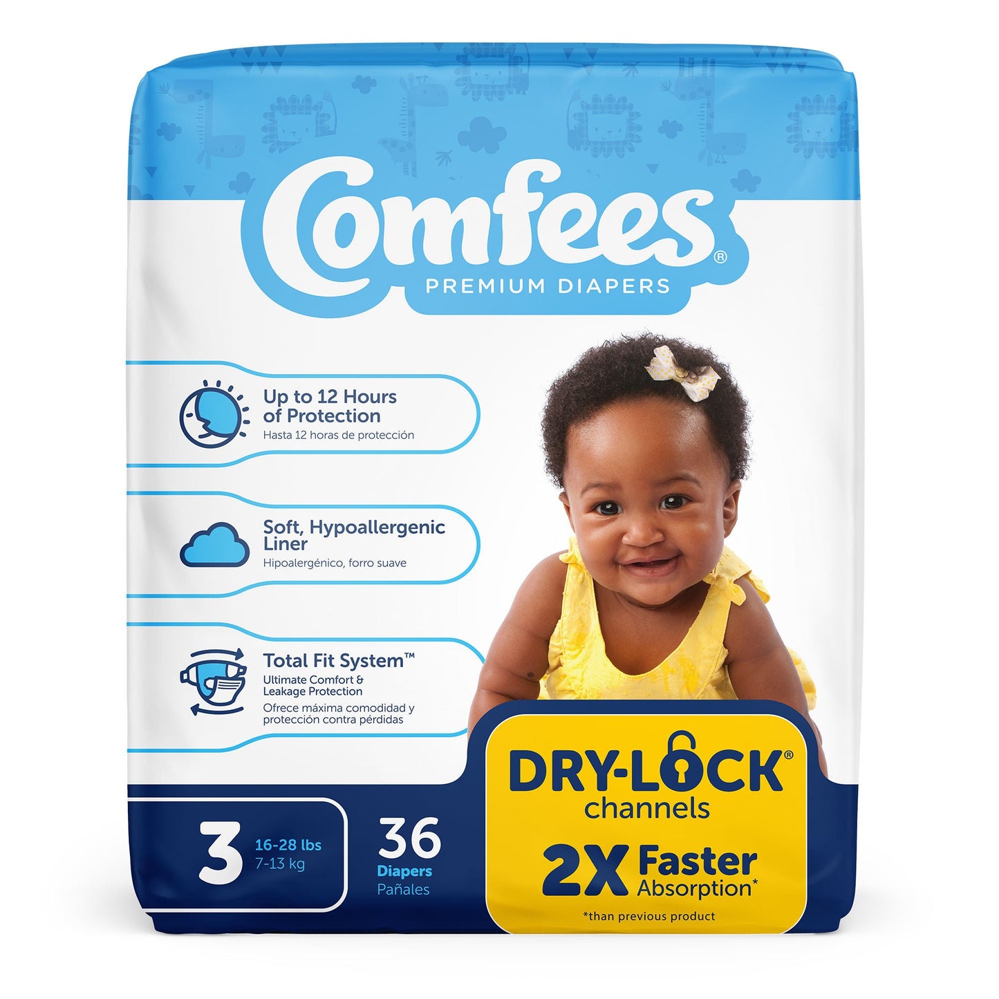 Attends Comfees Premium Diapers, Unisex, Baby, Tab Closure