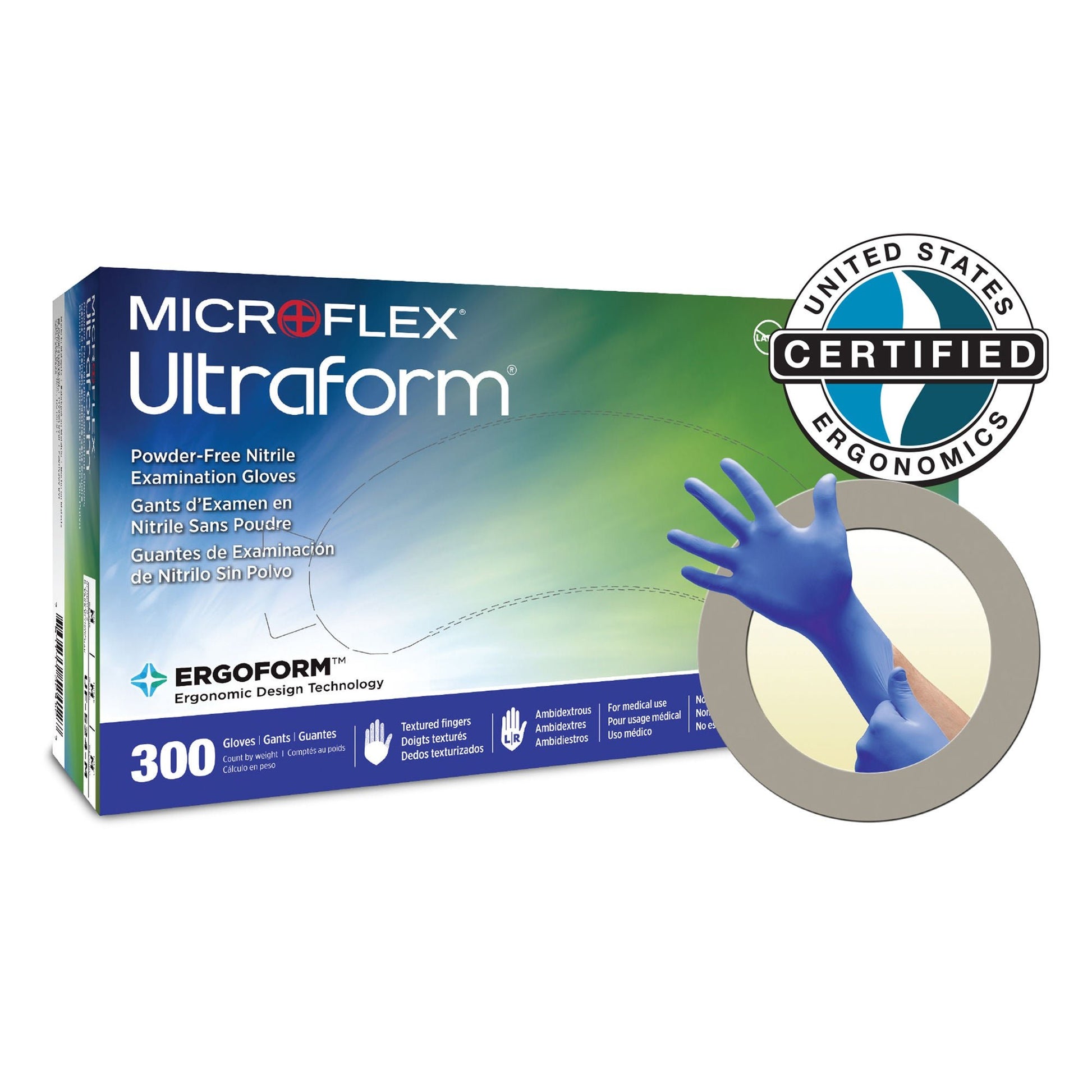 Ultraform® Nitrile Exam Gloves, Blue - view 5