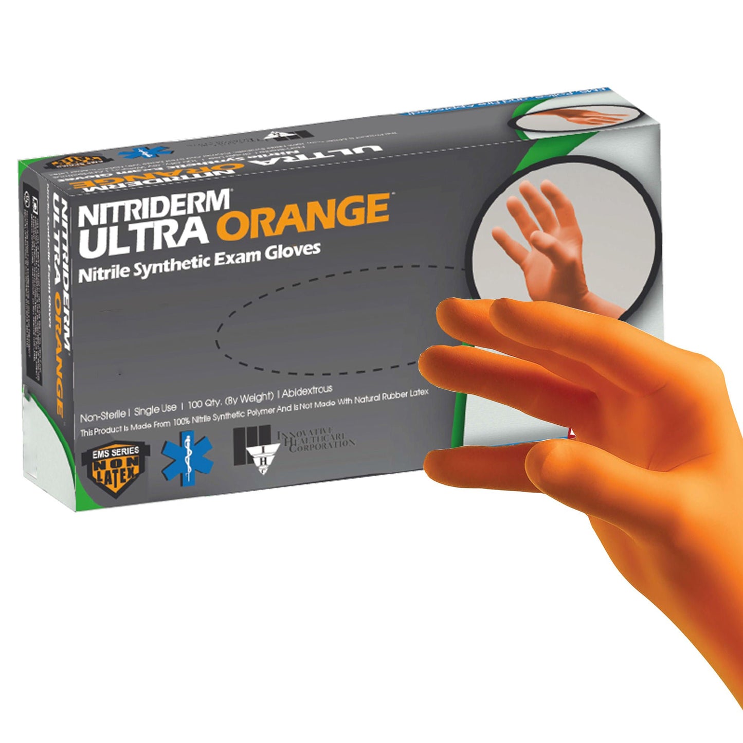 NitriDerm® Ultra Orange™ Nitrile Exam Gloves, Orange