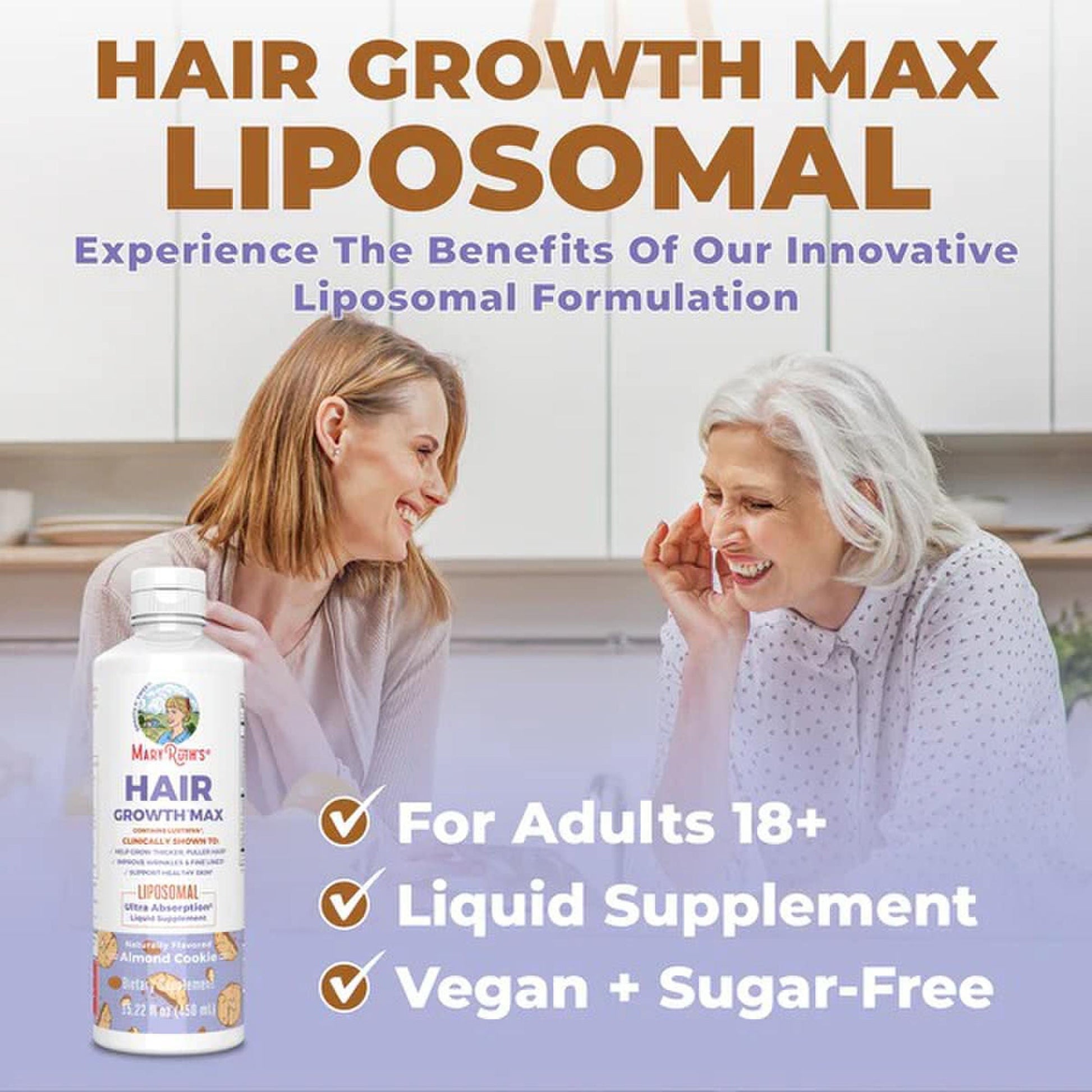 Mary Ruth's® Hair Growth Max Liposomal, Almond Cookie Flavor