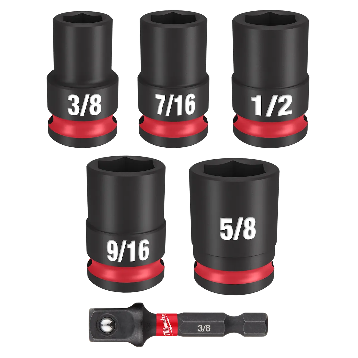 Milwaukee 6PC SHOCKWAVE Impact Duty 3/8" Drive SAE Standard Socket Set 49-66-7035 | 3/8 in Drive, 6-Piece
