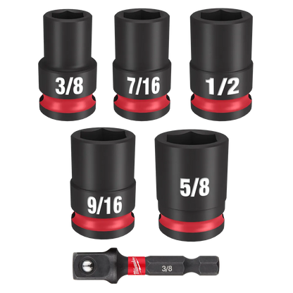 Milwaukee 6PC SHOCKWAVE Impact Duty 3/8" Drive SAE Standard Socket Set 49-66-7035 | 3/8 in Drive, 6-Piece