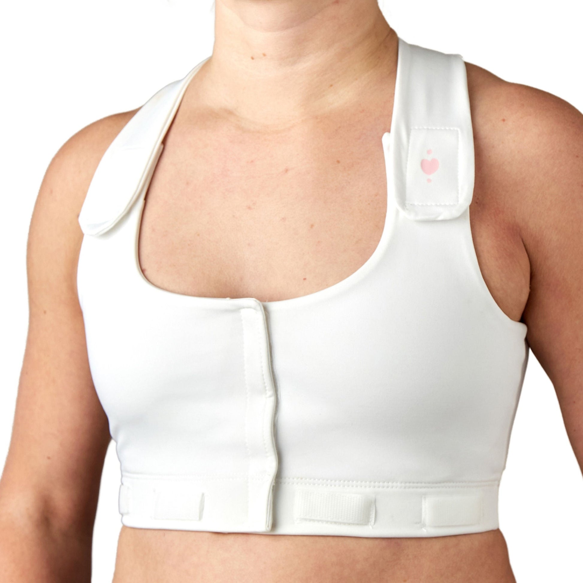 heart&core® Larissa Post-Surgical Bra with Drainage Bulb Holders, White, Small