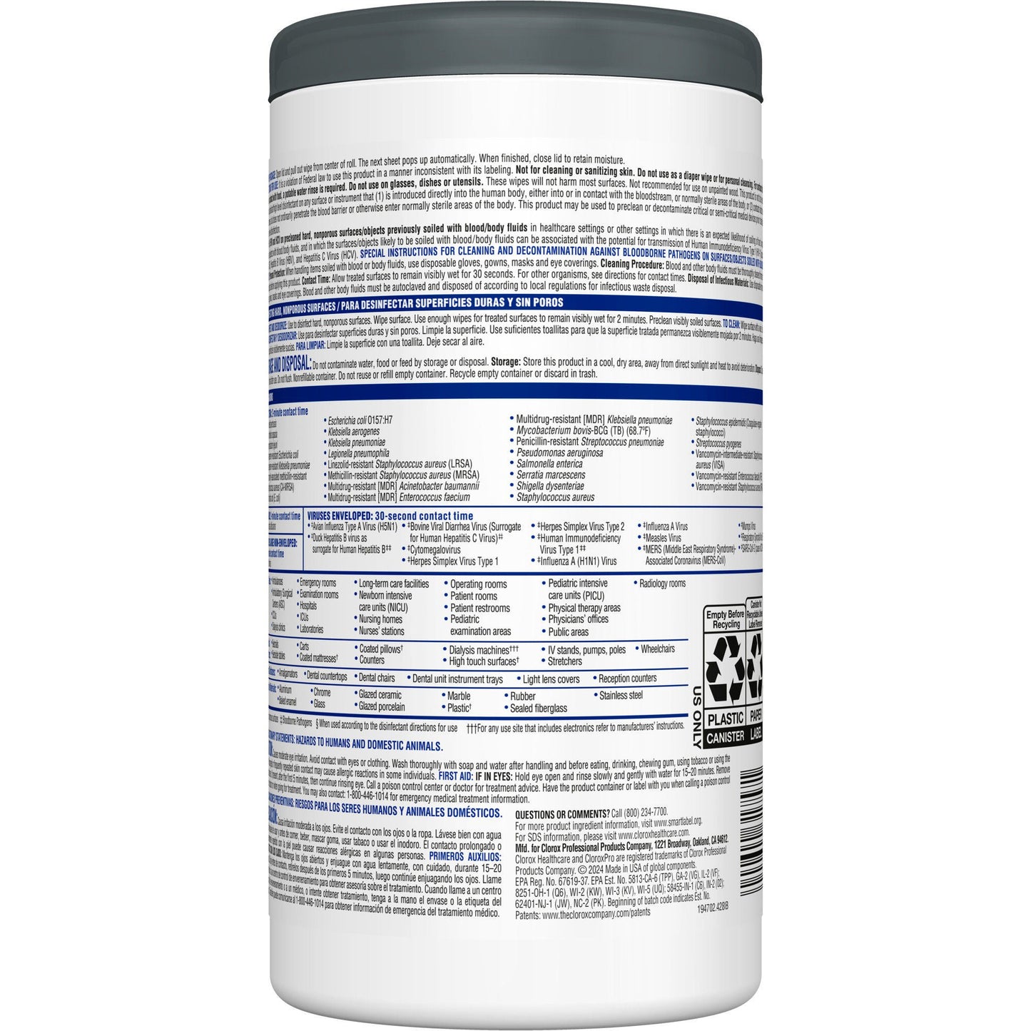 Clorox Healthcare® VersaSure® Cleaner Disinfectant Wipes
