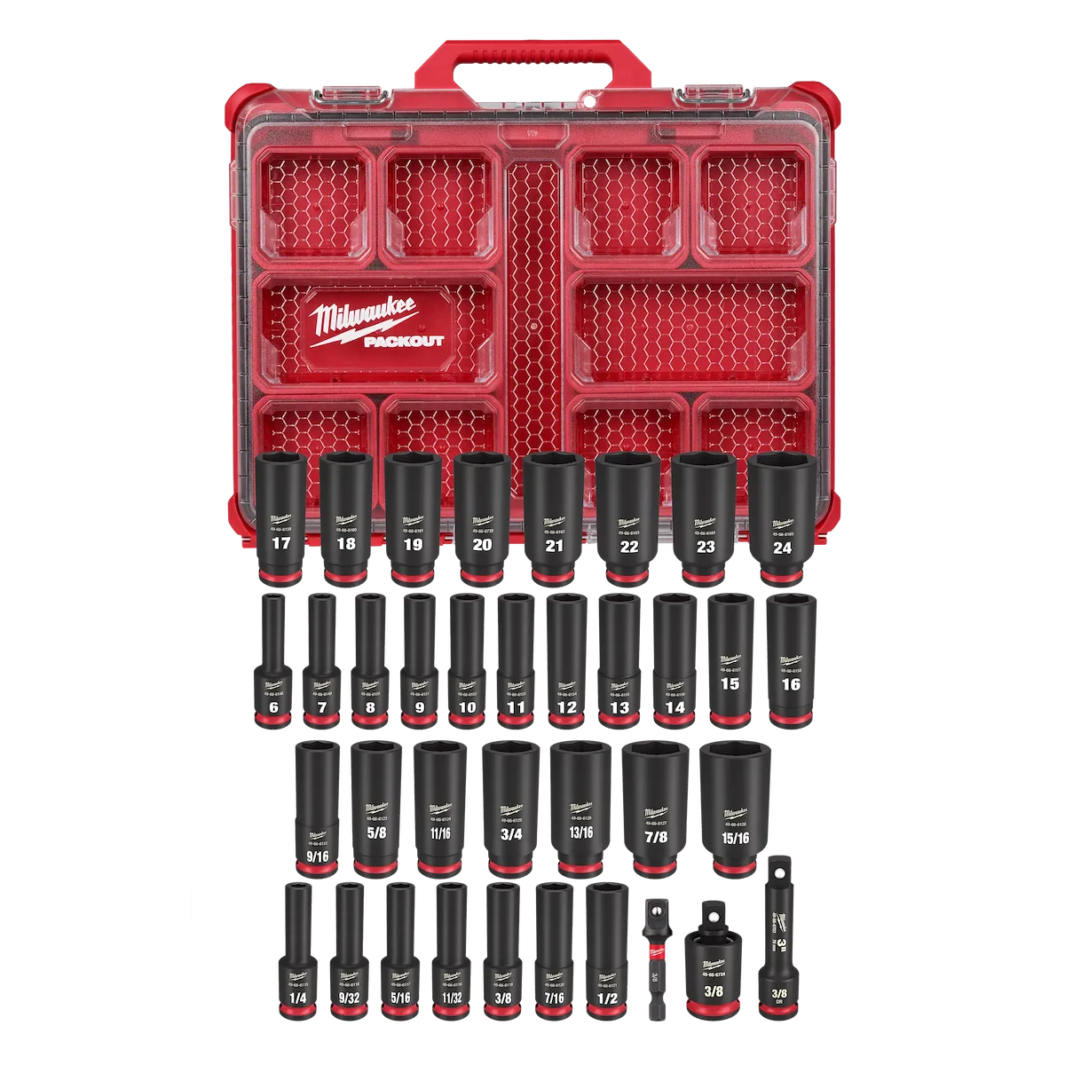 Milwaukee 36PC SHOCKWAVE Impact Duty Socket 3/8” Drive Set with PACKOUT 49-66-6805 | 3/8 in Drive, 36-Piece