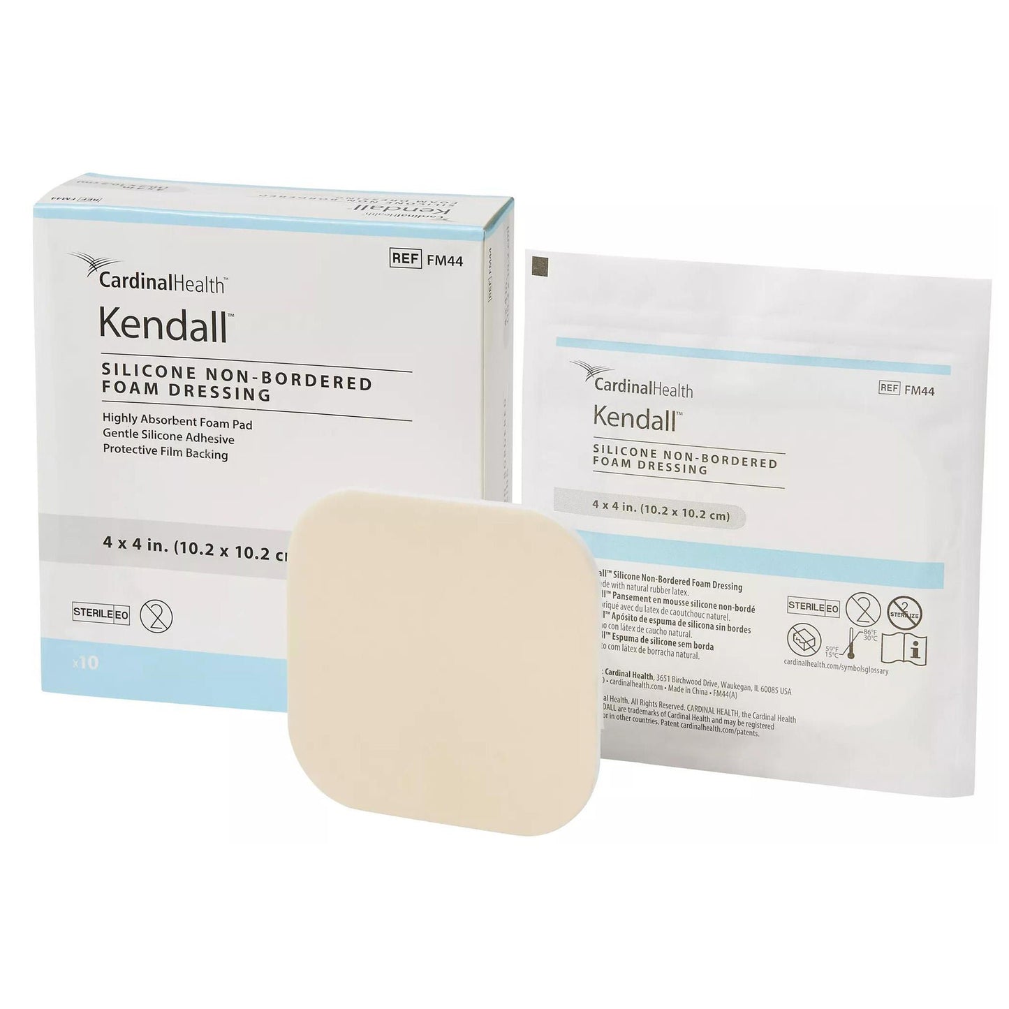Cardinal Health Foam Dressing Without Border Film Backing Silicone Face Square