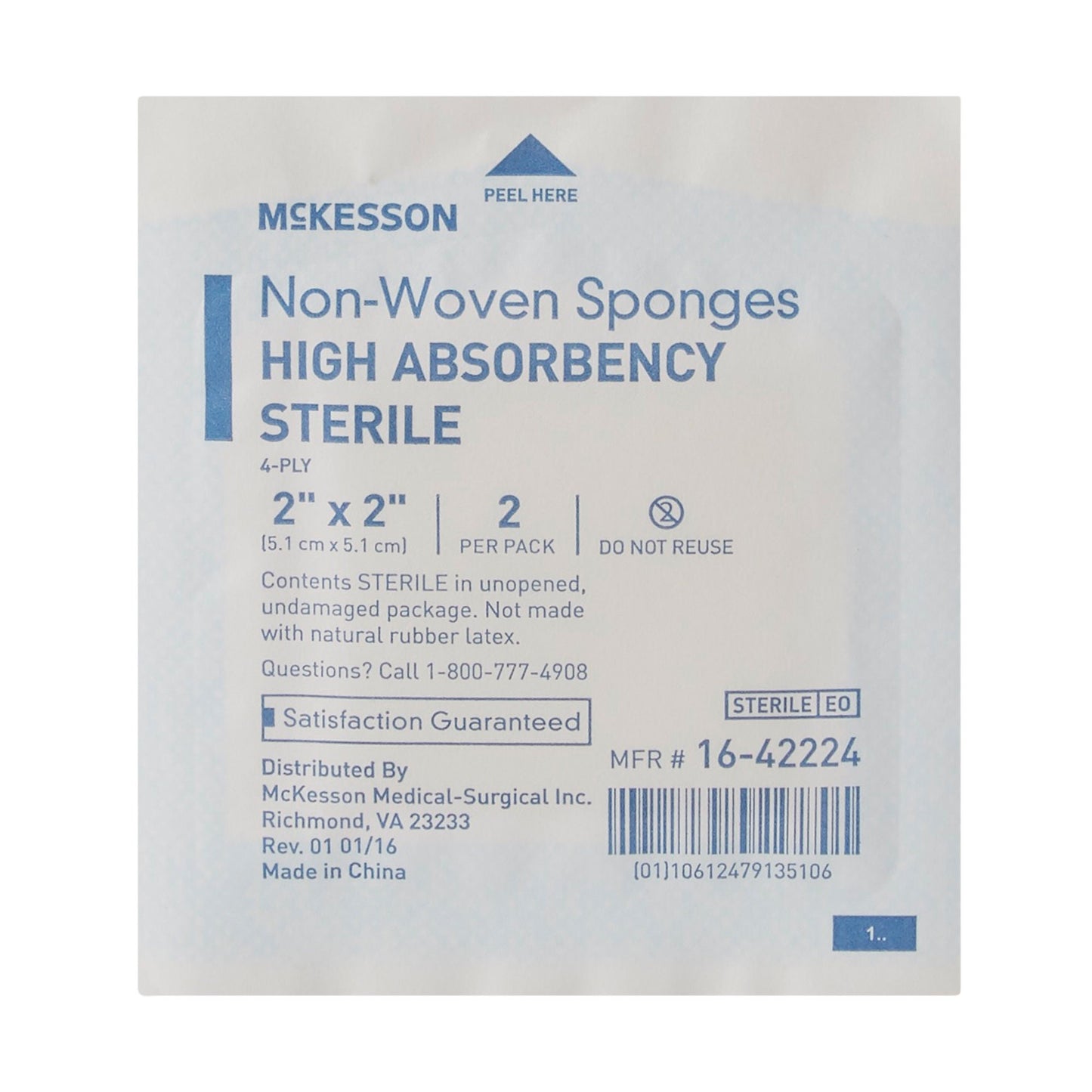 McKesson Sterile Nonwoven Sponge, Four Ply