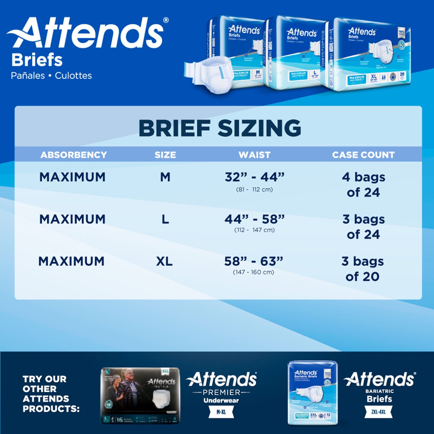 Attends® Briefs, Adult, Heavy Absorbency, Disposable