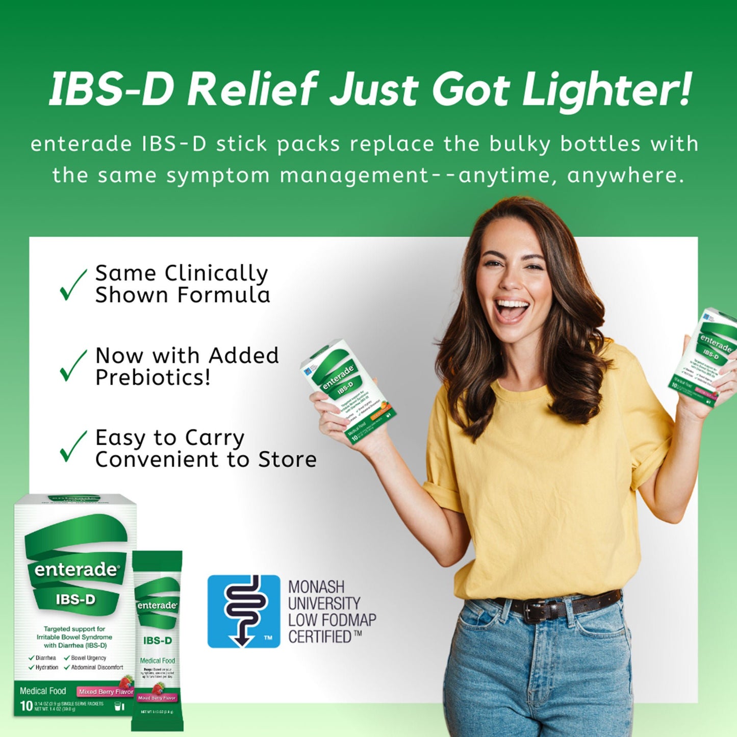 enterade® IBS-D Dietary Support Medical Food, Mixed Berry, Single Serve Packets