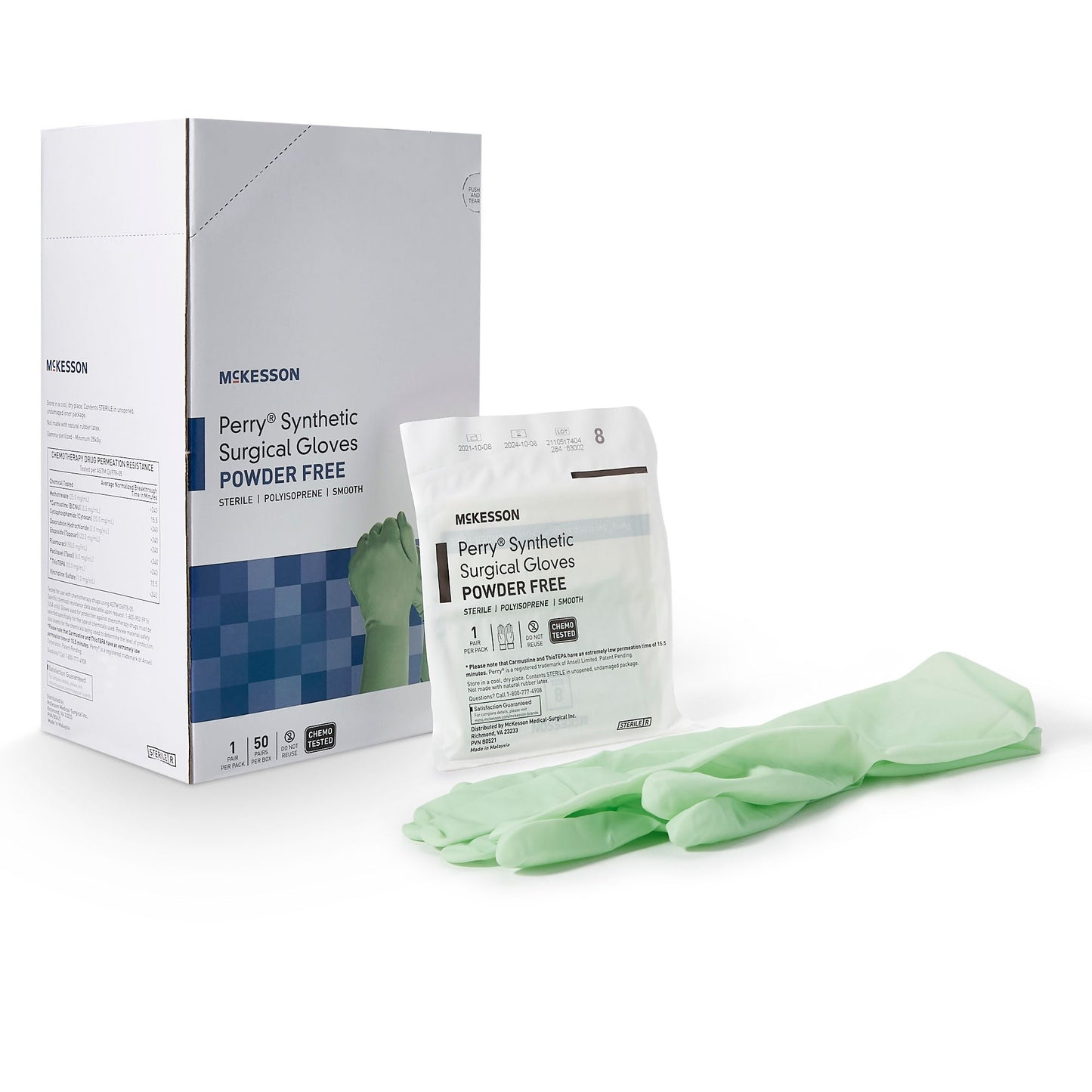 Sterile McKesson Perry® Performance Plus Polyisoprene Surgical Gloves, Green