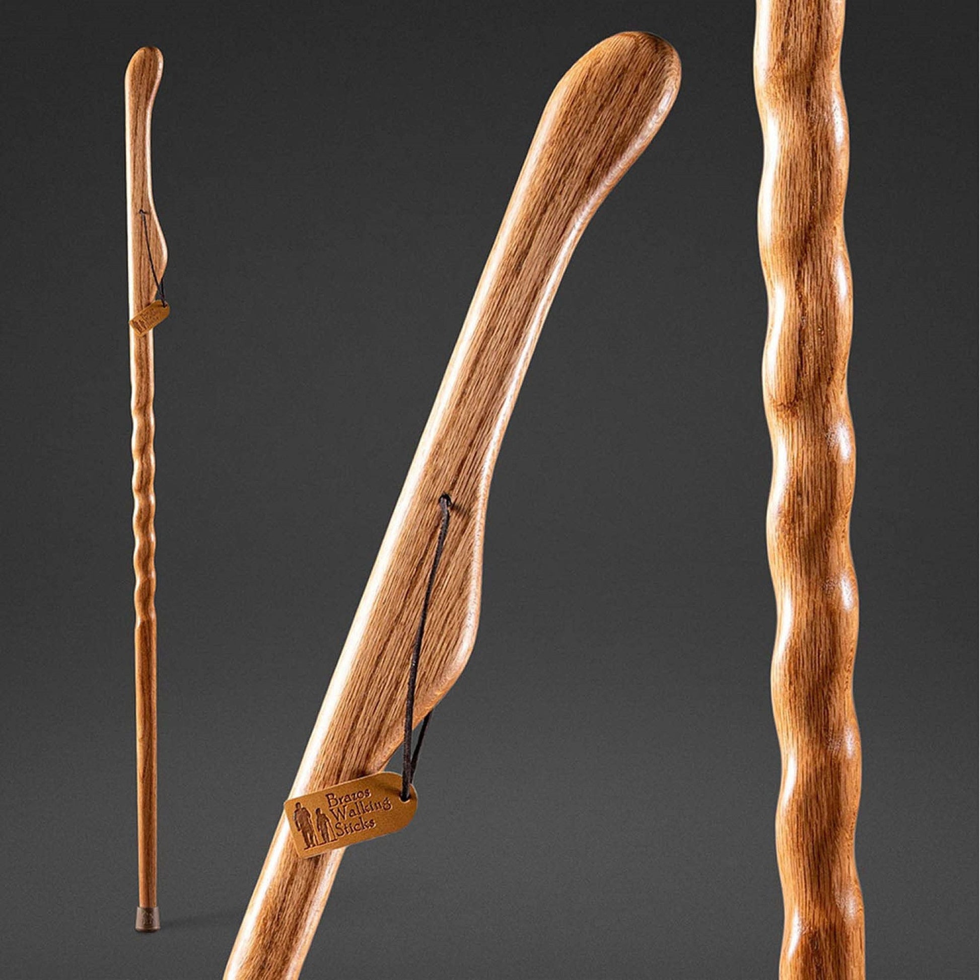 Brazos™ Twisted Oak Hitchhiker Handcrafted Walking Stick, 58-Inch, Tan