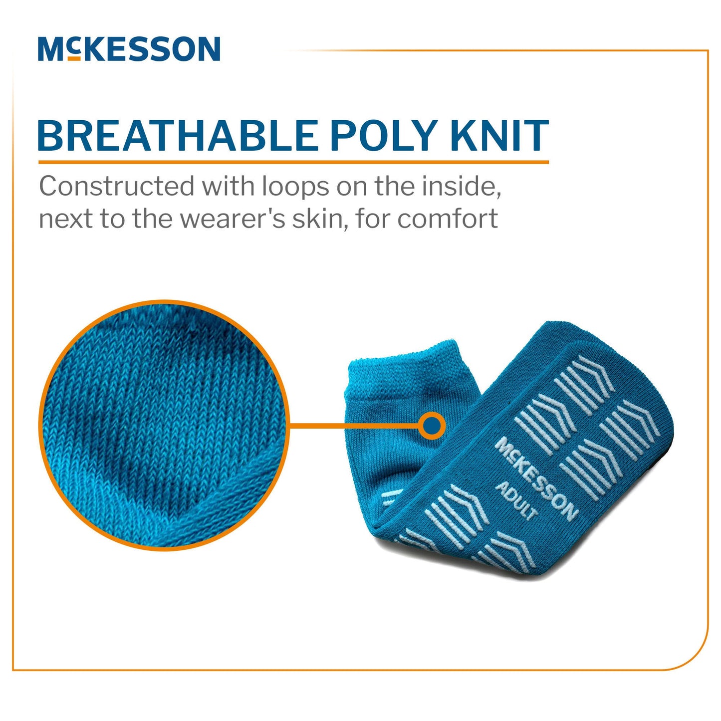 McKesson Slipper Socks, Single Tread, Adult Size, Teal