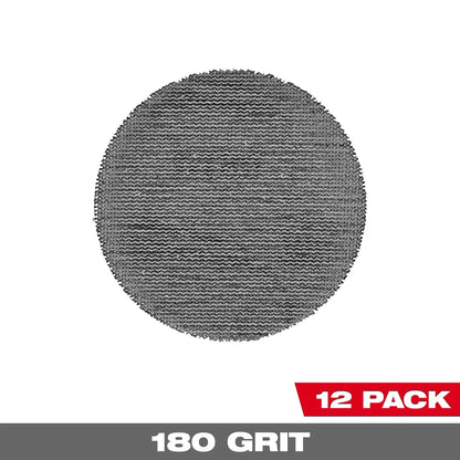 Milwaukee 3” 180 Grit Mesh Sanding Discs with POWERGRID Tear Resistant Mesh – (12 PK) + Pad Saver 48-80-6180