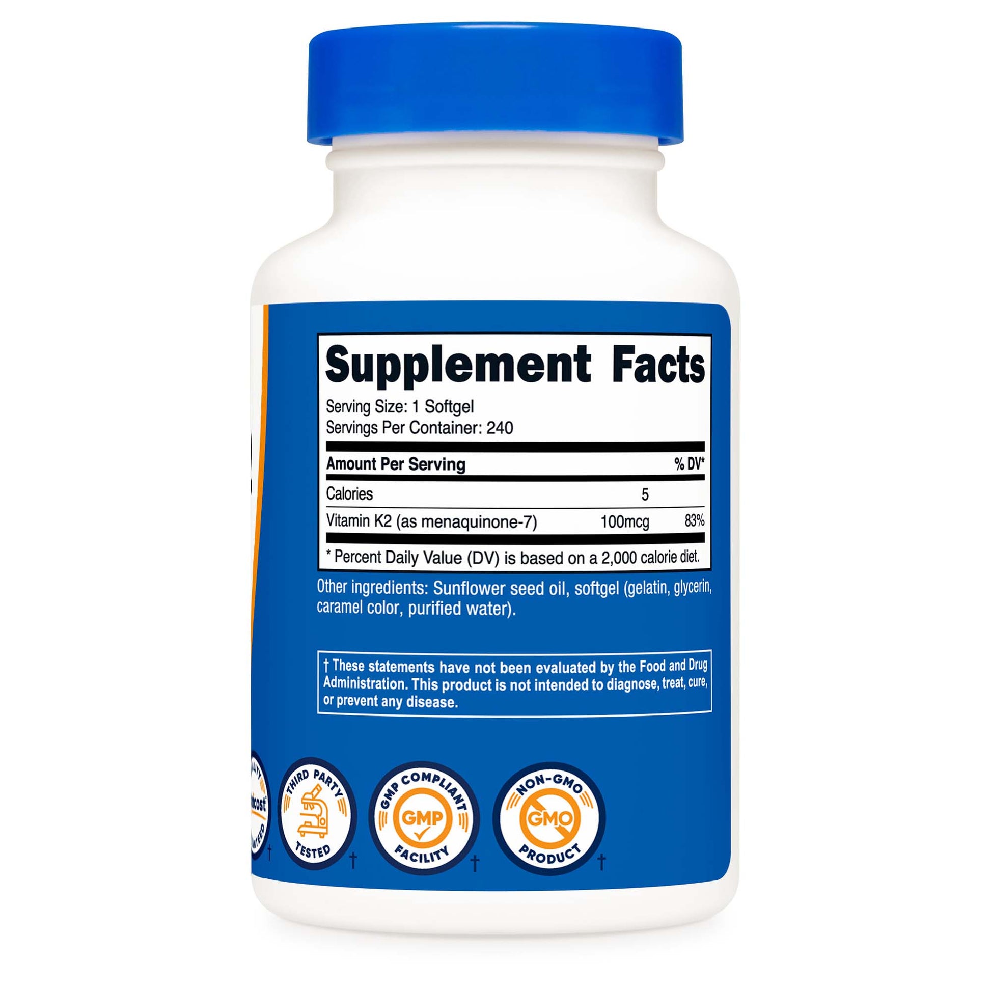 nutricost Dietary Supplement Vitamin K2 MK-7 100 mcg Strength Softgel