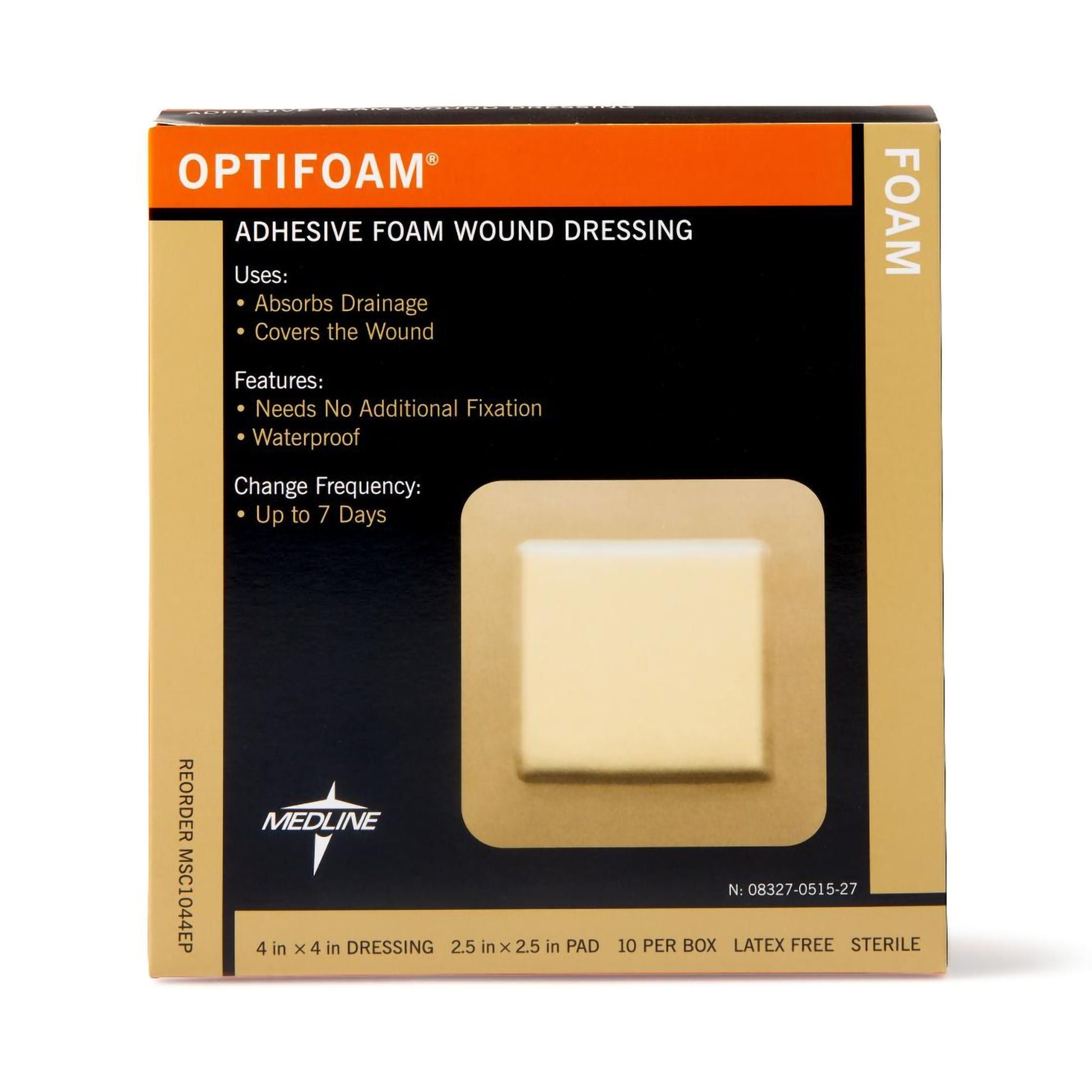Optifoam® Adhesive with Border Foam Dressing, 4½ x 4½ Inch